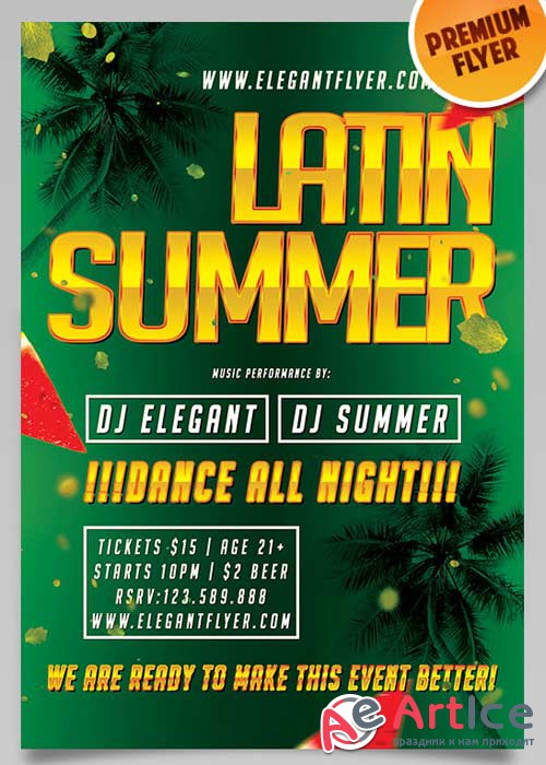 Latin Summer V1 Flyer PSD Template + Facebook Cover