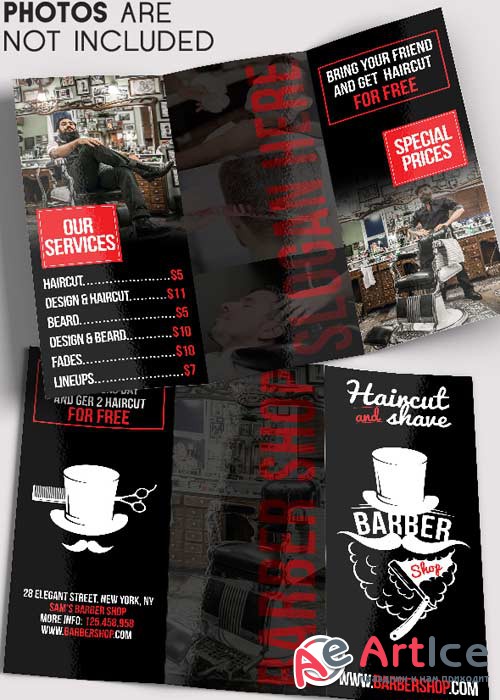 Barber Shop Tri-Fold Brochure PSD Template