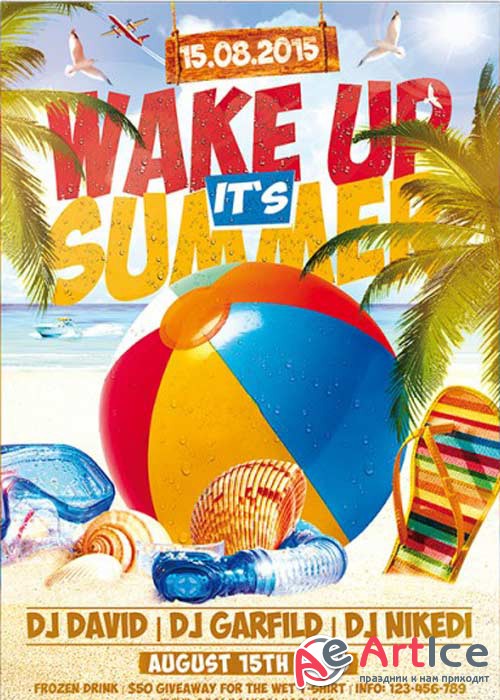 Wake up its Summer V1 Premium Flyer Template + Facebook Cover