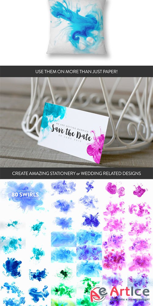 80 Color Swirls - Watery Ink - Creativemarket 256068