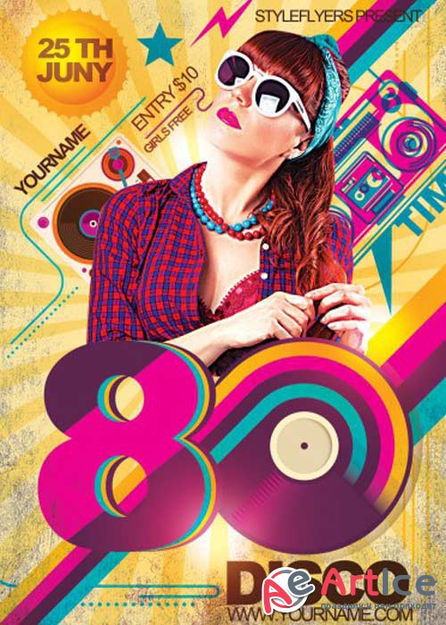 80s Disco V5 PSD Flyer Template