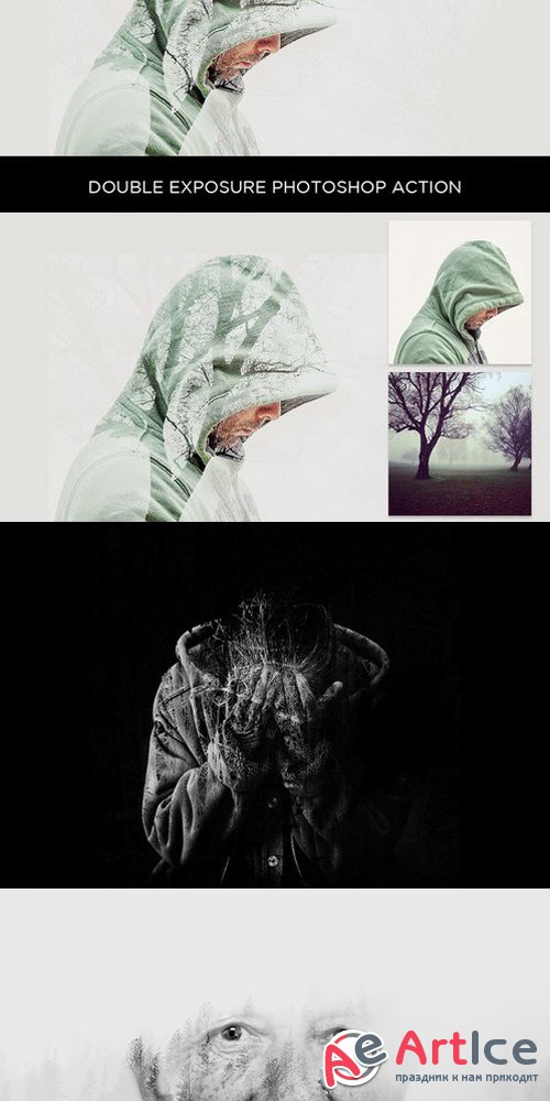 Double Exposure Photoshop Action - Creativemarket 566506