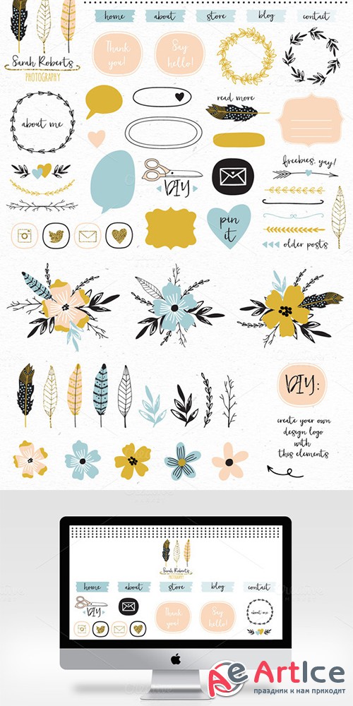 Design elements blog kit - Creativemarket 516898