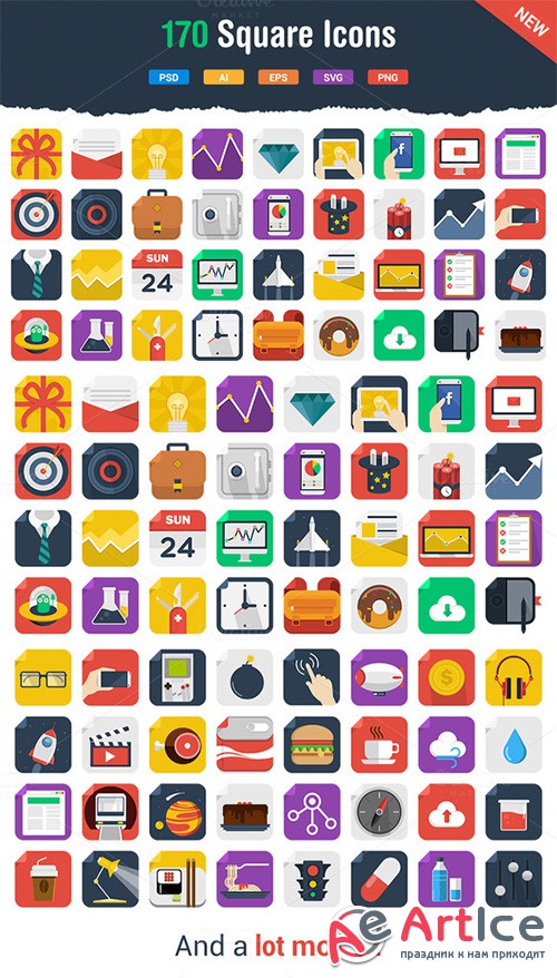 170 Awesome Flat Icons - Creativemarket 21599