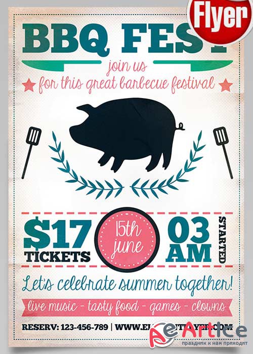 BBQ Fest V1 Flyer PSD Template + Facebook Cover