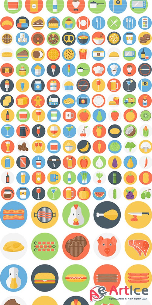 150 Funky Food Icons - Creativemarket 580148