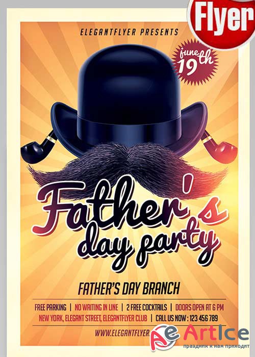 Fathers Day Party v3 Flyer PSD Template + Facebook Cover