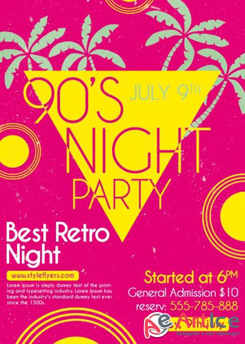 90s Night Flyer PSD Flyer Template