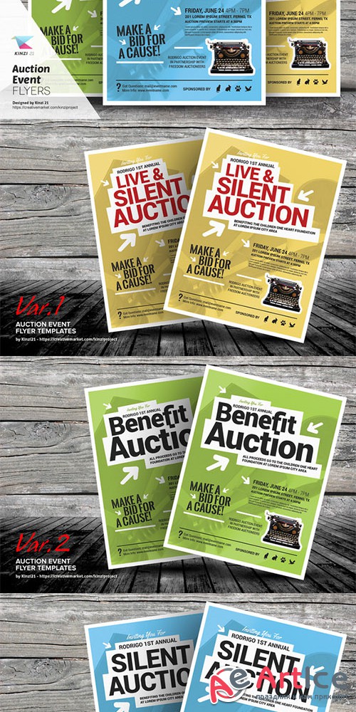 Auction Event Flyer Templates - Creativemarket 692236