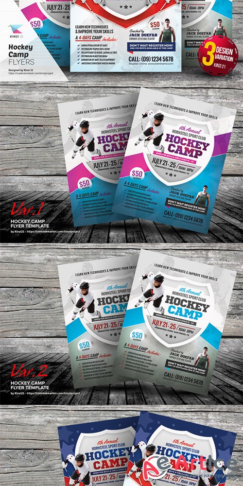 Hockey Camp Flyer Templates - Creativemarket 676642