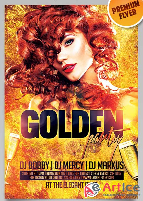 Golden Party V6 Flyer PSD Template + Facebook Cover