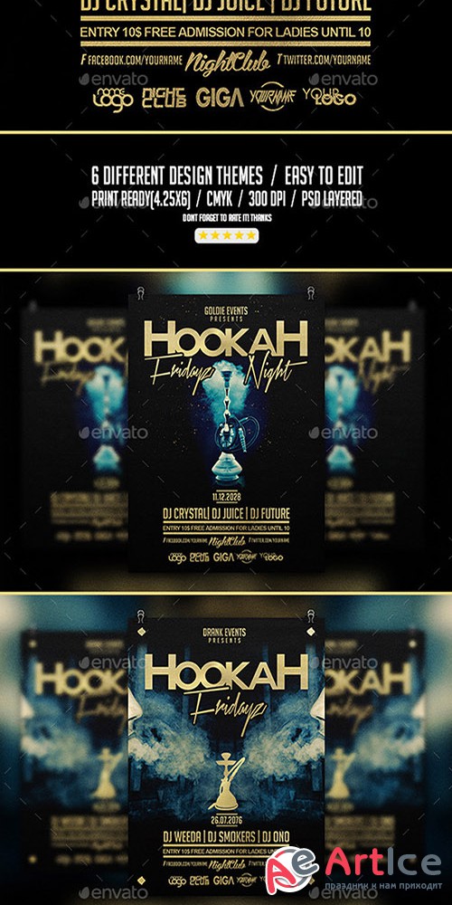 GraphicRiver - Hookah Fridayz Night | Party PSD Flyer Template 10843732