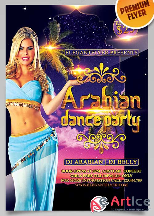 Arabian Dance Party Flyer V3 PSD Template + Facebook Cover