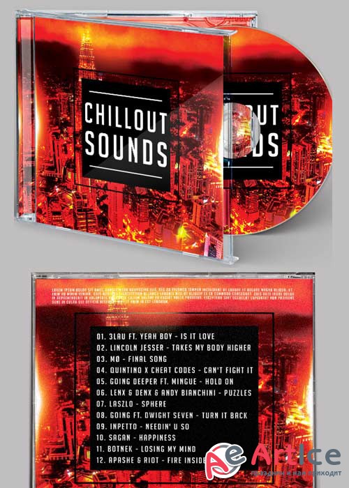 Chillout Sound CD Cover PSD Template