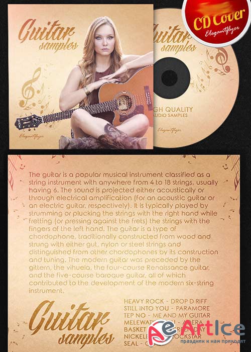 Guitar Samples  CD Cover PSD Template