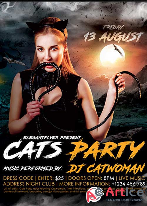 Cats Party V1 Flyer PSD Template + Facebook Cover