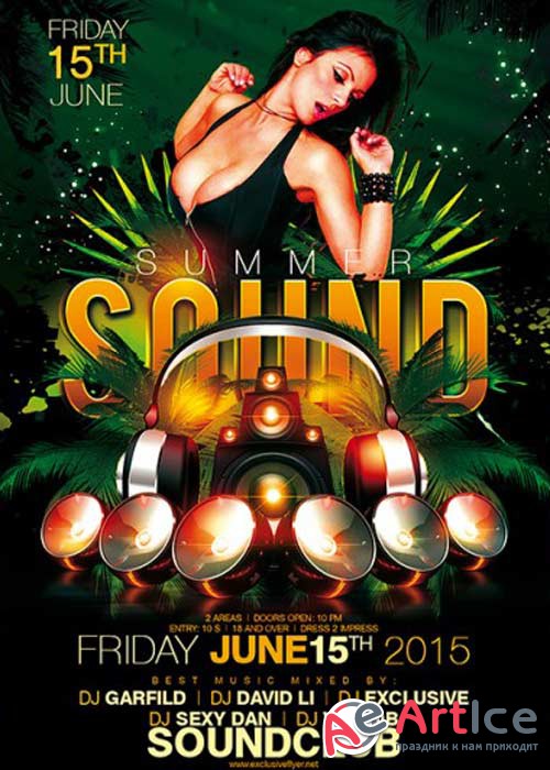 Summer Sound V1 Premium Flyer Template + Facebook Cover