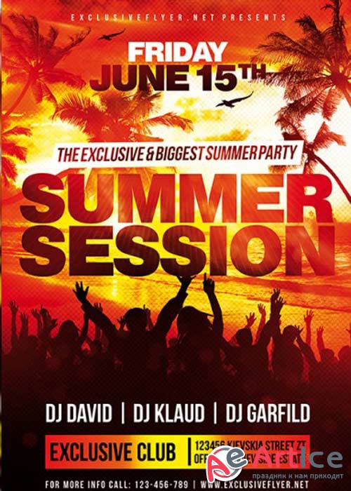 Summer Session V1 Premium Flyer Template + Facebook Cover