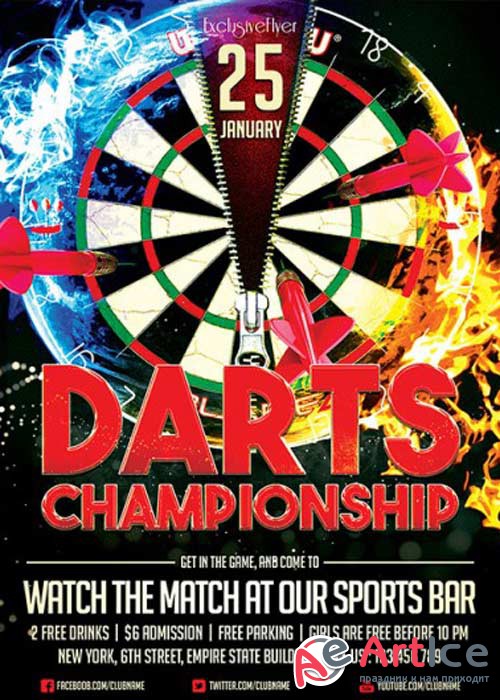 Darts Championship V1 Premium Flyer Template + Facebook Cover