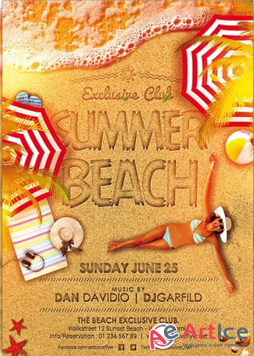 Summer Beach V4 Premium Flyer Template + Facebook Cover