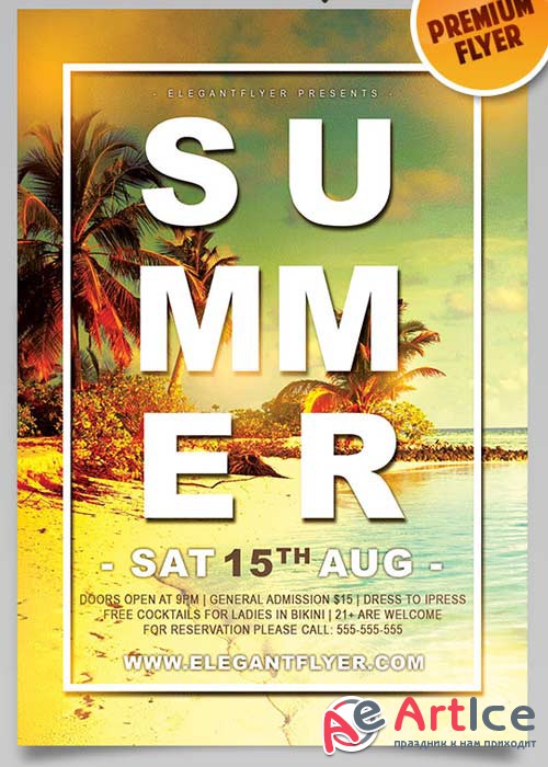 Summer V10 Flyer PSD Template + Facebook Cover