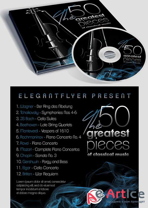 Classical music CD Cover PSD Template