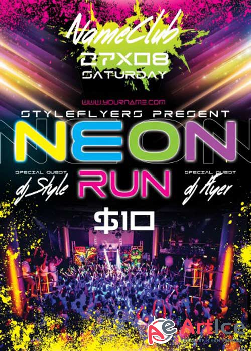 Neon Run PSD Flyer Template