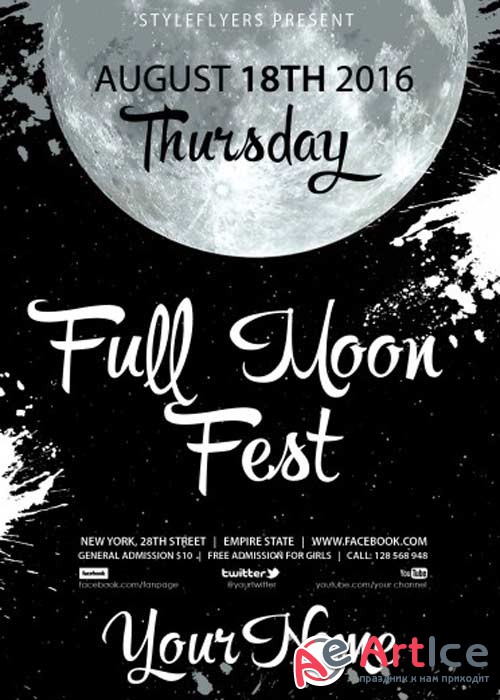 Full Moon Fest PSD Flyer Template