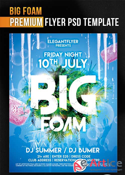 Big Foam Flyer PSD Template + Facebook Cover