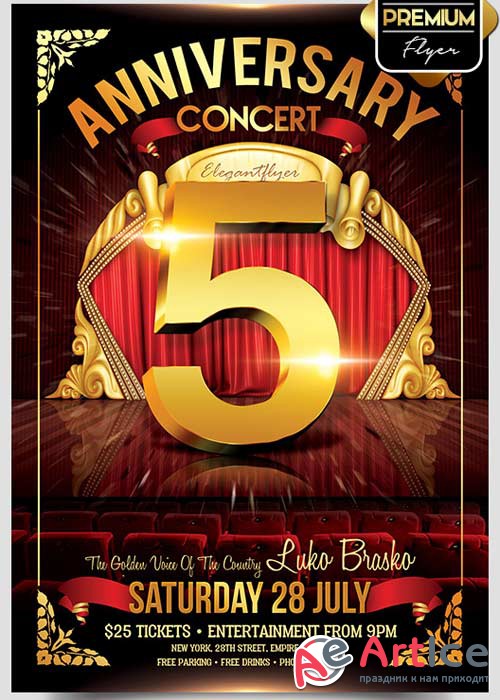 Anniversary Concert Flyer V3 PSD Template + Facebook Cover