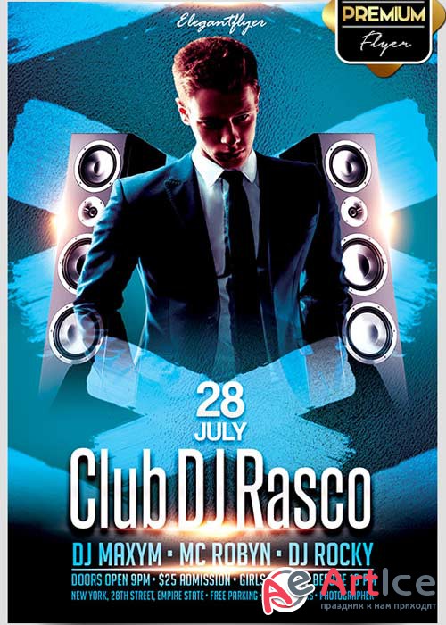 Club DJ Rasco V1 Flyer PSD Template + Facebook Cover