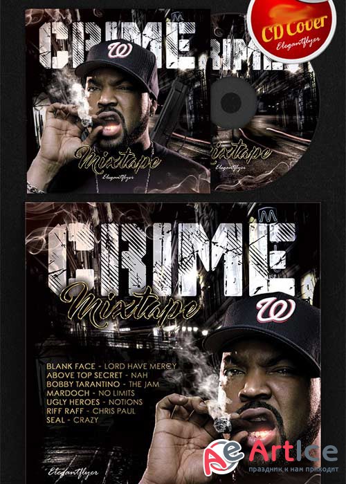 Rap Crime Mixtape CD Cover PSD Template