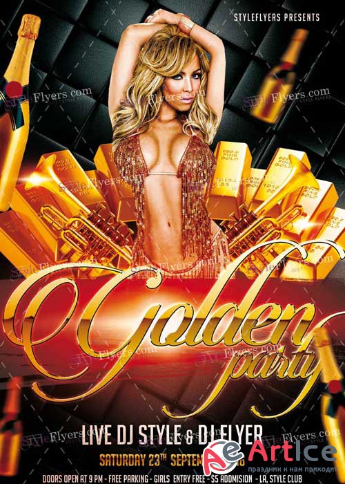 Golden Party PSD Flyer Template