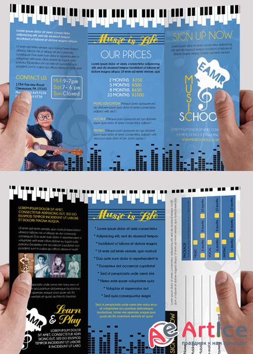 Music School V5 Premium Tri-Fold PSD Brochure Template