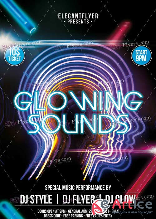 Glowing Sounds V1 PSD Flyer Template