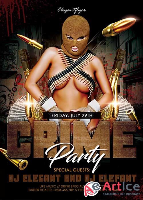 Crime Party Flyer V1 PSD Template + Facebook Cover