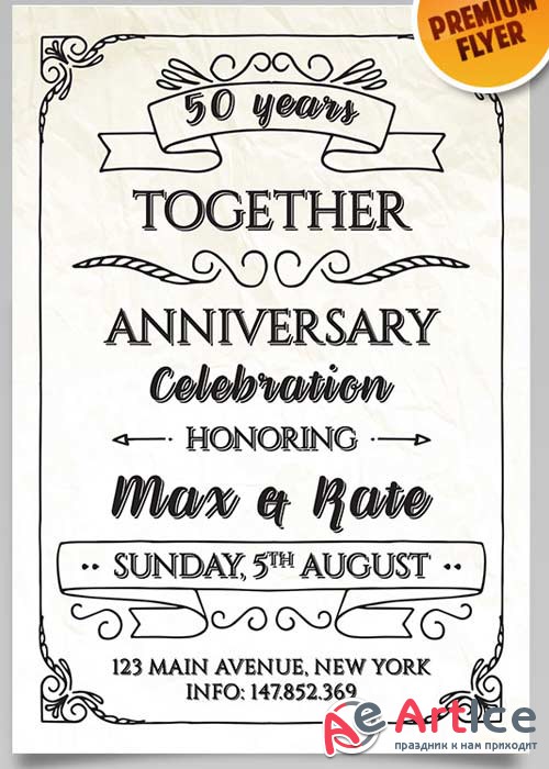 Anniversary Invitation Flyer V1 PSD Template + Facebook Cover