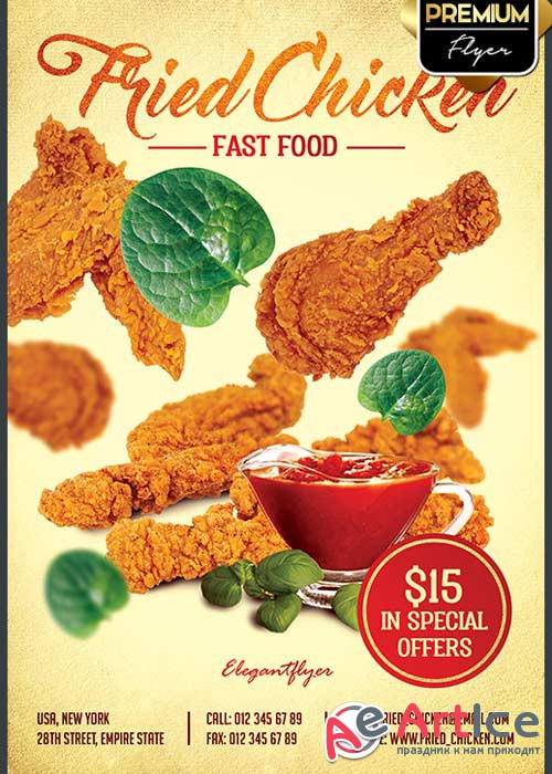 Fried Chicken V6 Flyer PSD Template + Facebook Cover