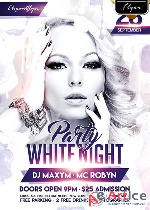 White Night Party V7 Flyer PSD Template + Facebook Cover