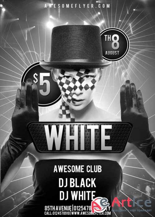 Black and White V4 Club Flyer Template