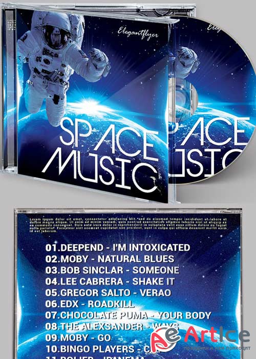 Space Music CD Cover PSD Template