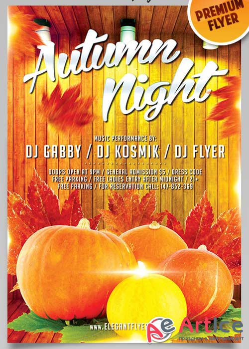 Autumn Night V3 Flyer PSD Template + Facebook Cover