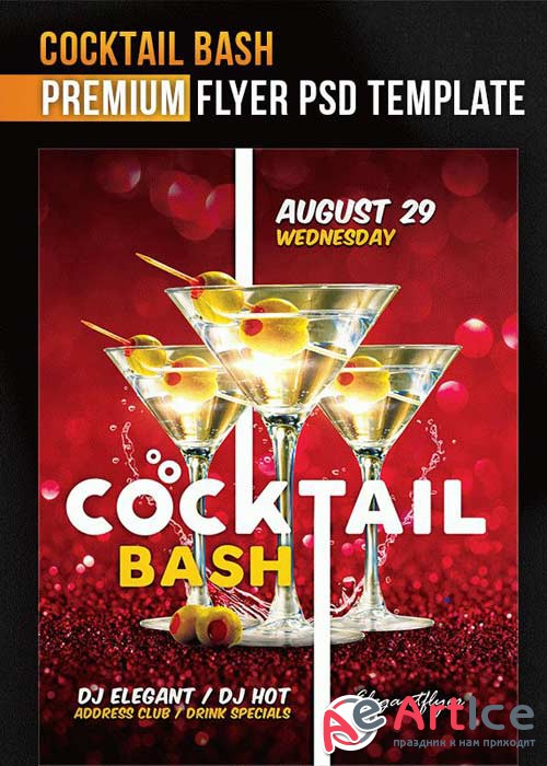 Cocktail Bash V7 Flyer PSD Template + Facebook Cover