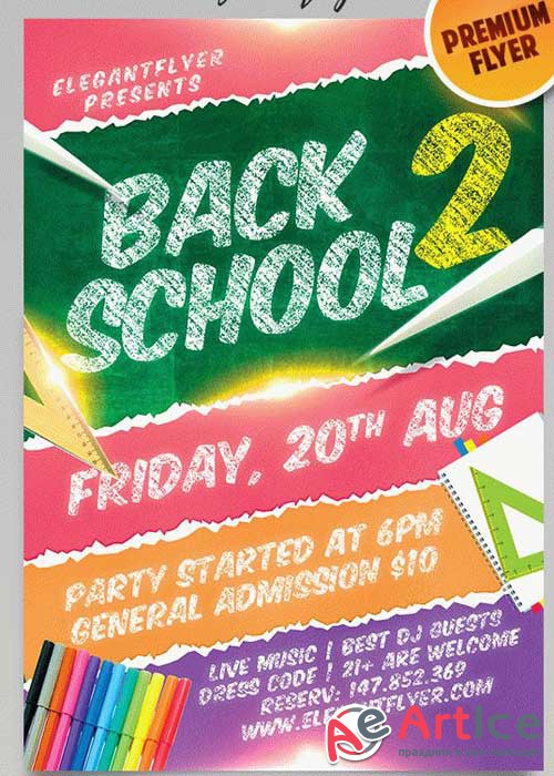 Back to School V14 Flyer PSD Template + Facebook Cover