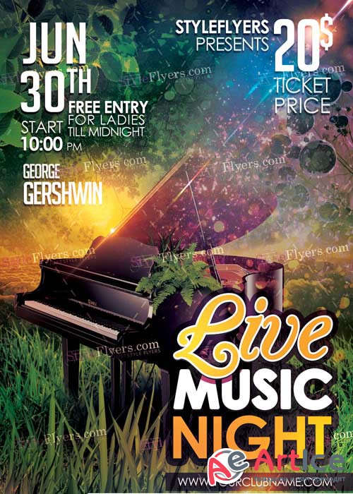 Green Concert V5 PSD Flyer Template