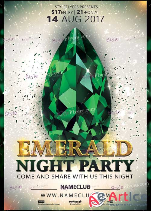 Emerald Party V1 PSD Flyer Template