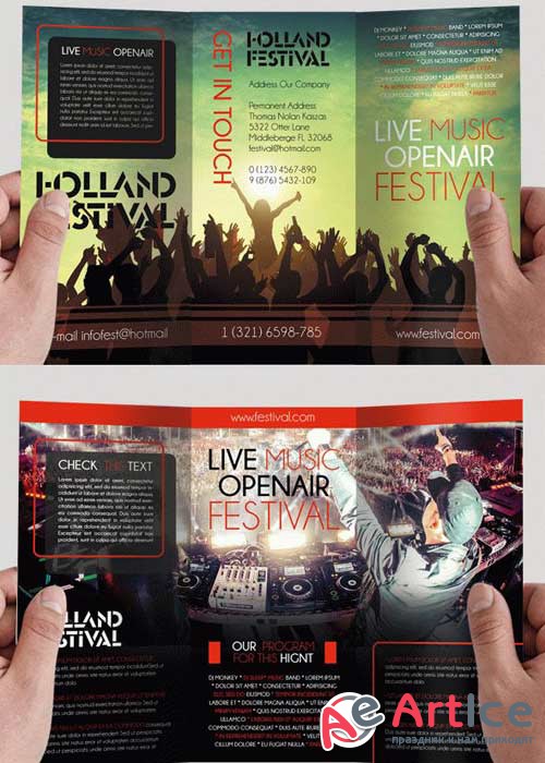 Music Festival V5 Premium Tri-Fold PSD Brochure Template