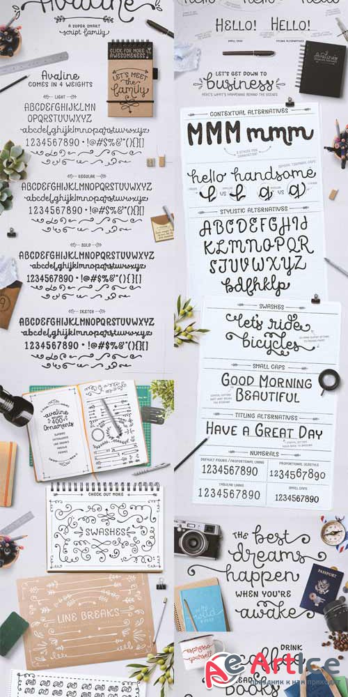    - Avaline Script Ornaments