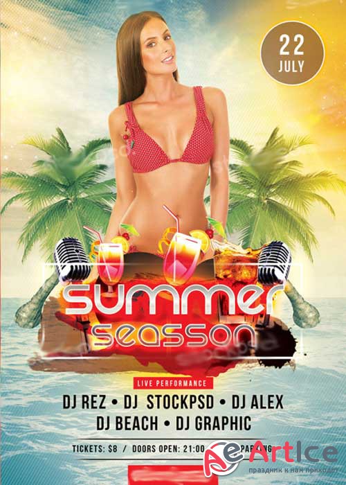 Summer Season V7 PSD Free Flyer Template