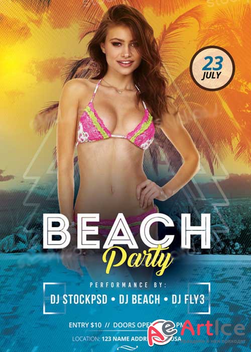 Beach Party V10 PSD Flyer Template